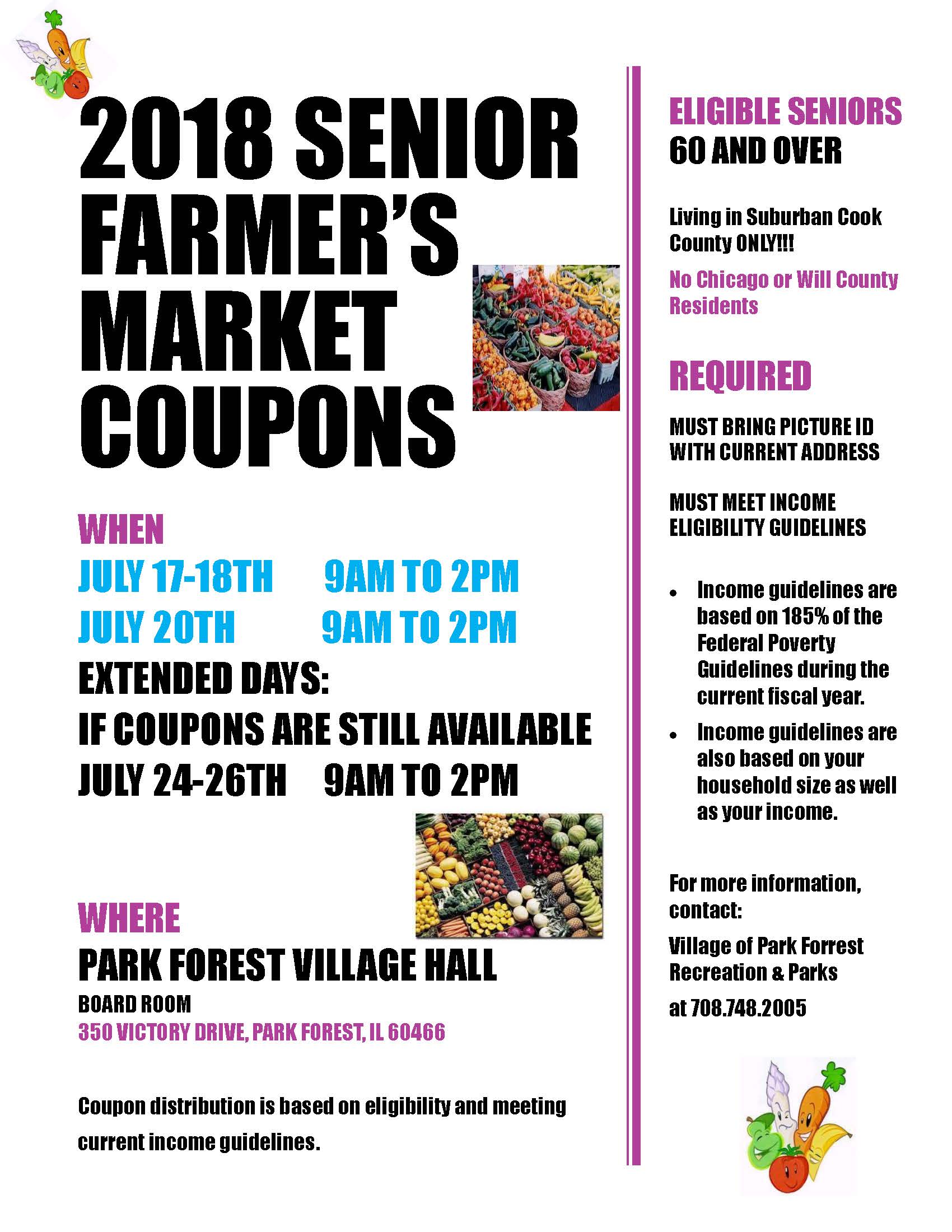 2018 Senior Farmer&rsquo;s Market Coupons