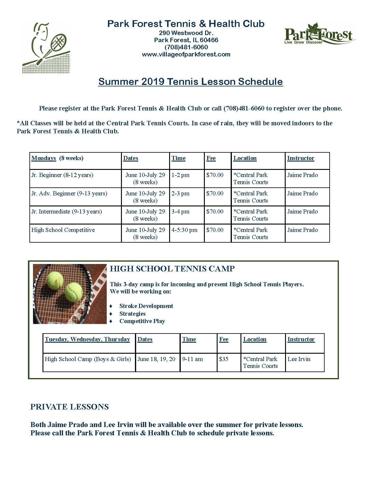 Tennis session Summer 2019 rev