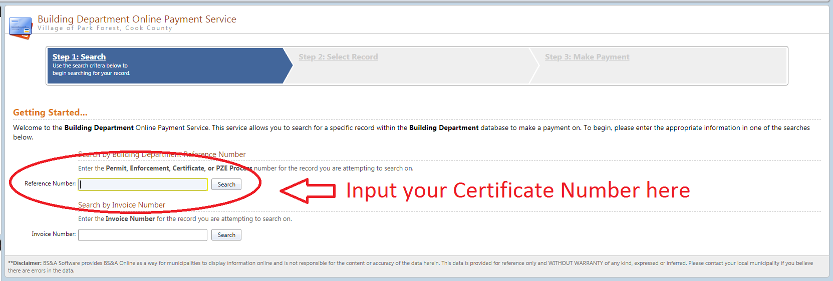 Alarm Permits online payment screen