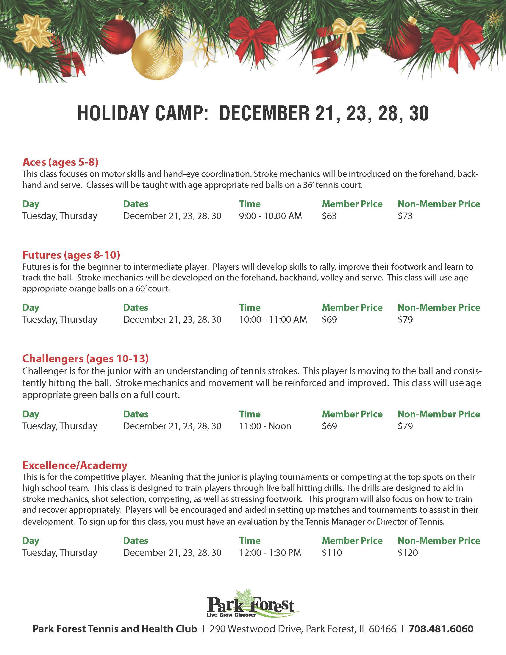 Tennis Holilday Camp 12_21